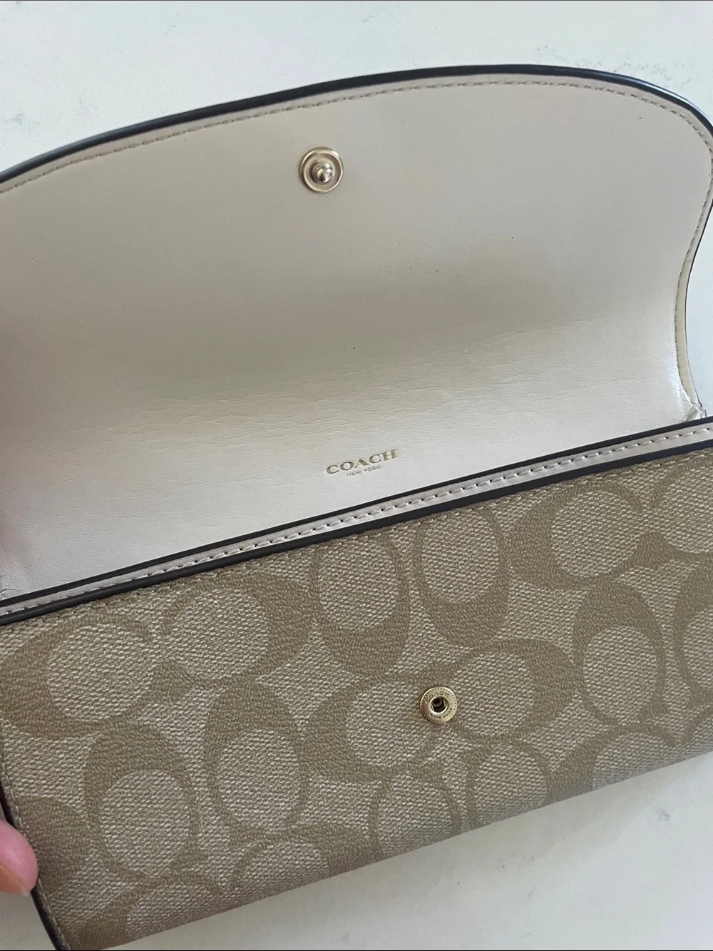 Coach Beige Signature Jacquard Wallet with Cream Leather Flap